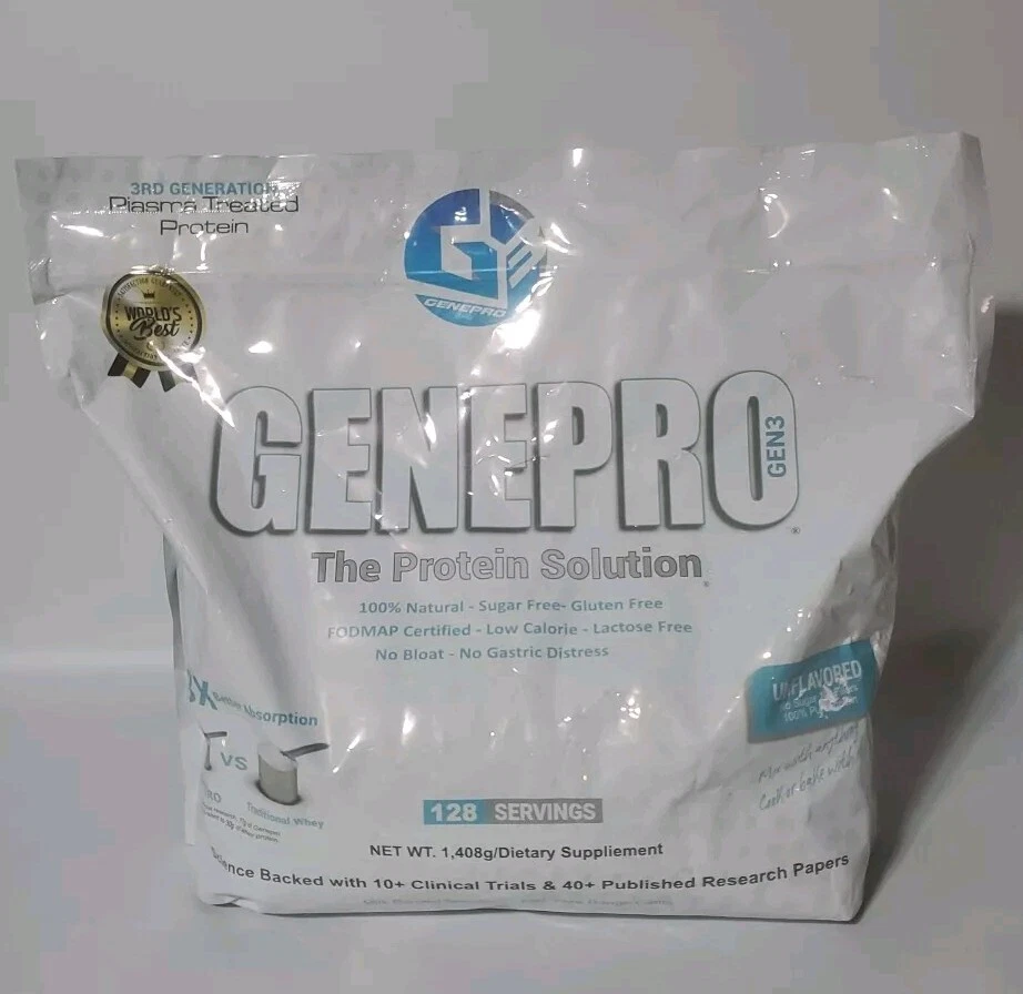 Genepro GEN3 Unflavored Protein Powder - New Formula - Lactose-Free 128 Serv