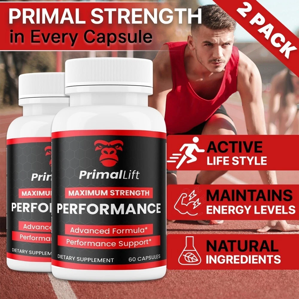 (2 Pack) PrimalLift Male Performance & Vitality Pills, Primal Lift for Men