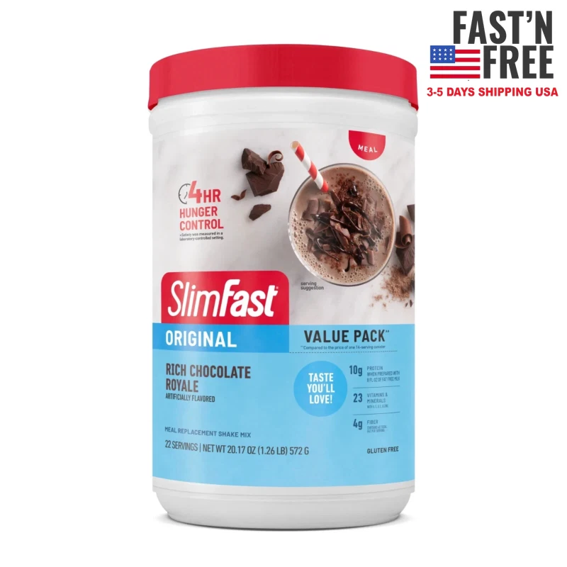 SlimFast Original Meal Replacement Shake Mix, Rich Chocolate Royale, 20.18 Oz