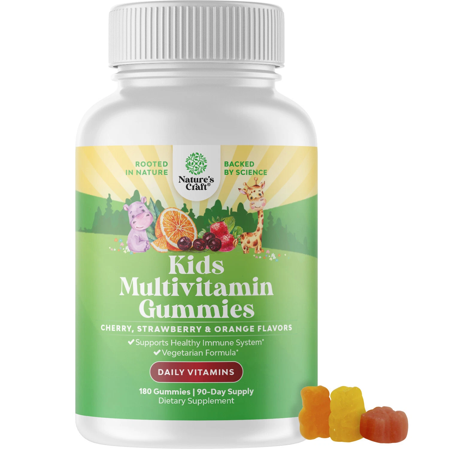 Plant Based Kids Multivitamin Gummies for Immunity Support Gluten Free 180ct