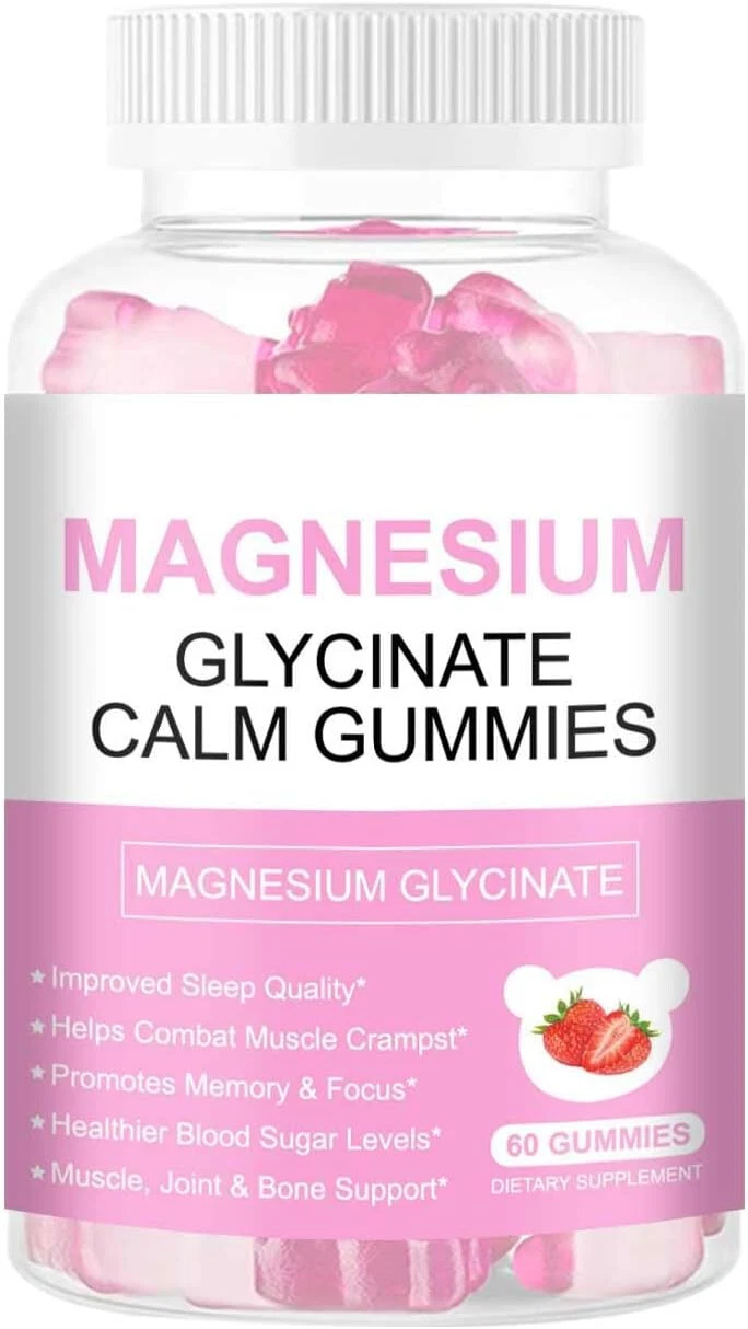 Magnesium Glycinate Gummies 600mg ~ 60 Count ~ Sugar-Free ~ Strawbwerry Flavor