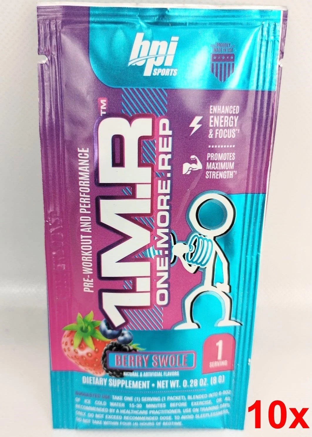 10x 1MR One More Rep Pre-Workout & Performance Supplement Berry Swole BPI Sports