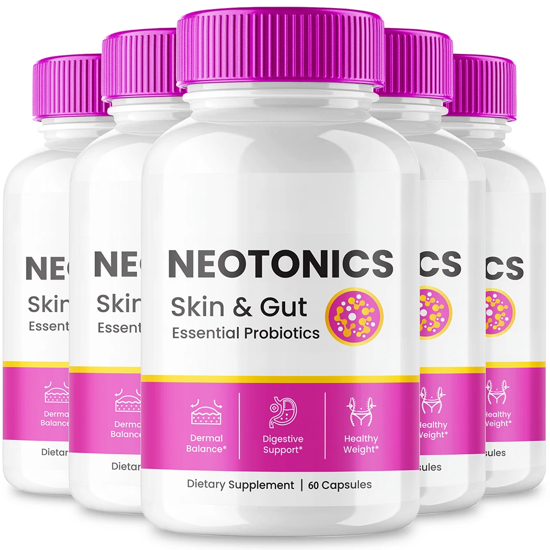 (5 Pack) Neotonics, Neotonics Skin & Gut, Neotonics Probiotics (300 Capsules)
