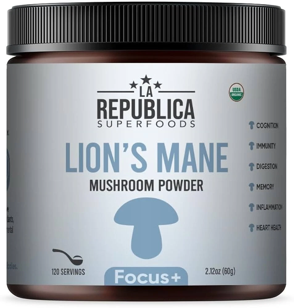 La Republica LION'S MANE Organic Mushroom Extract Powder 2.12oz 60g Exp 11/2027