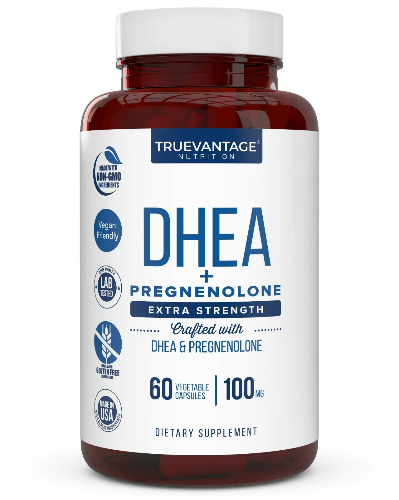 Extra Strength DHEA 100mg Supplement with Pregnenolone 60mg