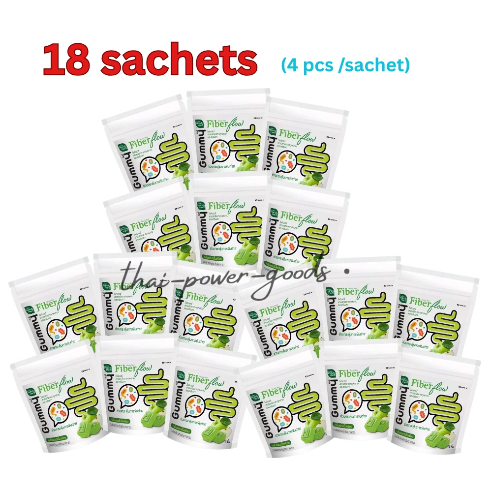 18x HandyHerb Fiber flow Gummy Help Excretion Prebiotic Natural extract Zip Bag