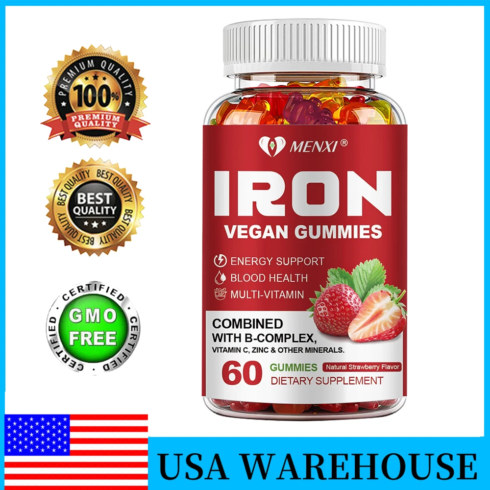 Iron Gummies - with Vitamin C - Energy and Immune Support Hemoglobin Production
