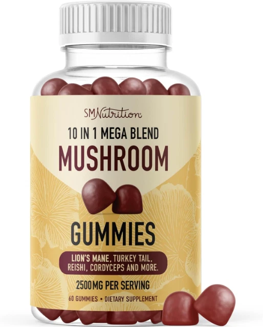 Mushroom Extract Complex Gummies Lions Mane Chaga Reishi Focus Memory Immunity