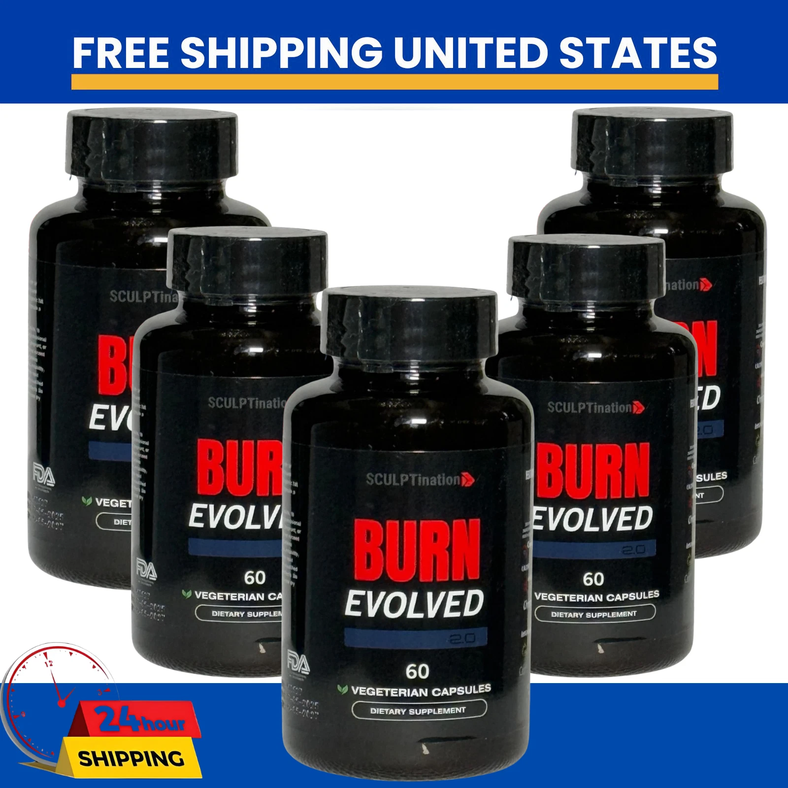 Sculptnation Fat Burn Evolved Thermogenic Burner Weight Loss New & Sealed-5pack