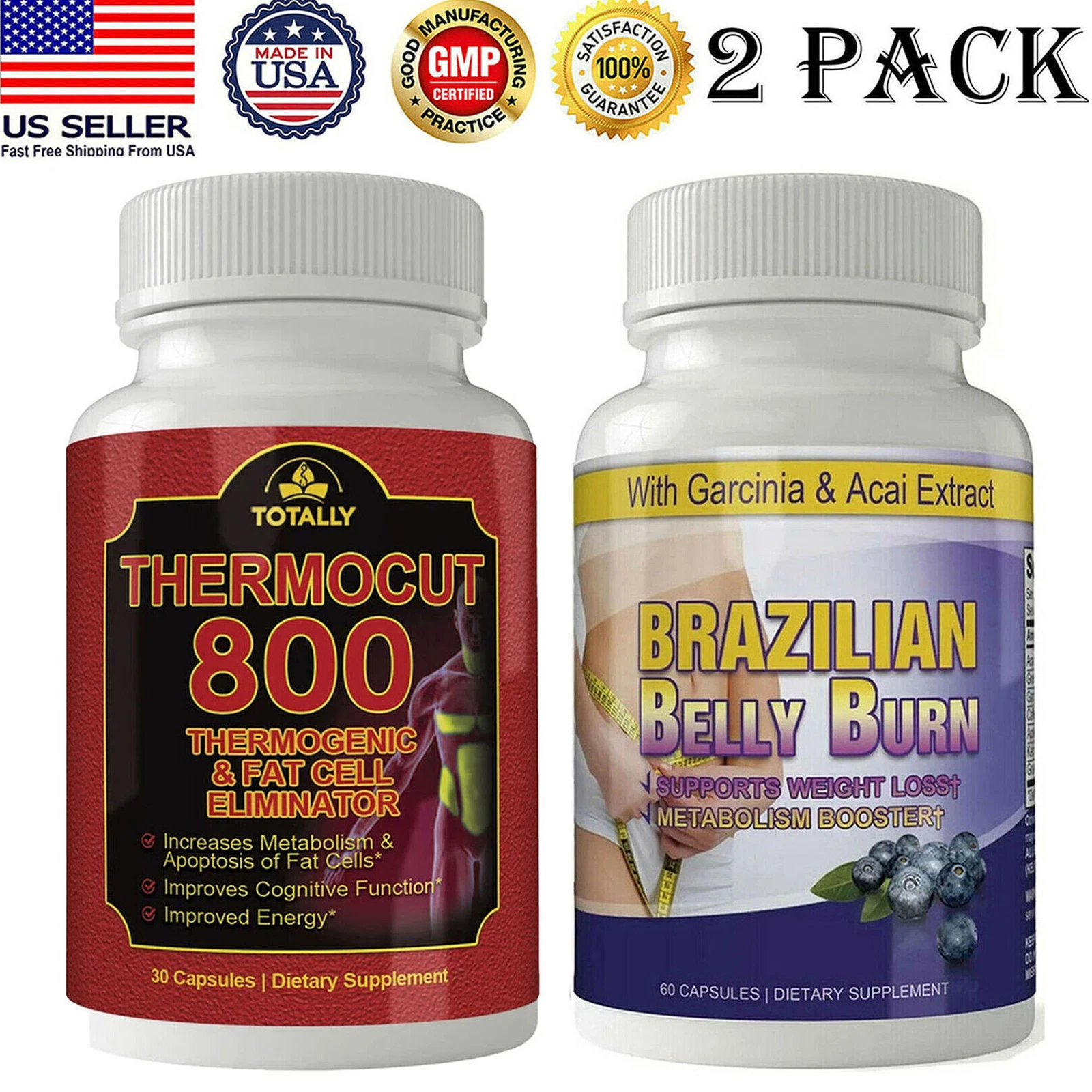 Thermocut 800 Thermogenic Brazilian Belly Fat Burn Weight Loss Dietary Capsules
