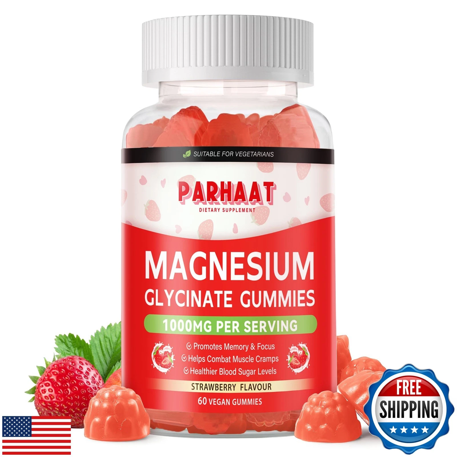 Magnesium Glycinate Gummies - Sugar Free Magnesium Potassium Supplement with