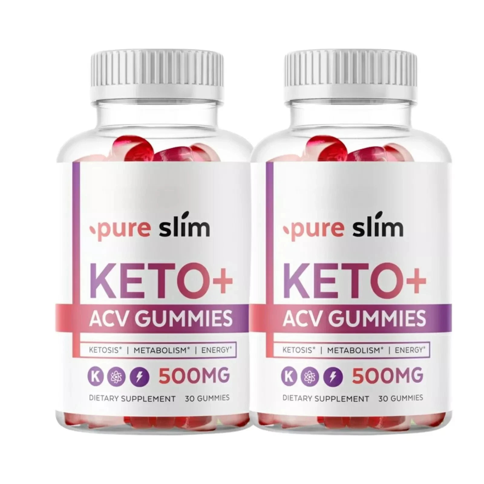 2-Pack Pure Slim Keto ACV Gummies, PureSlim Gummies Weight Loss -120 Gummies