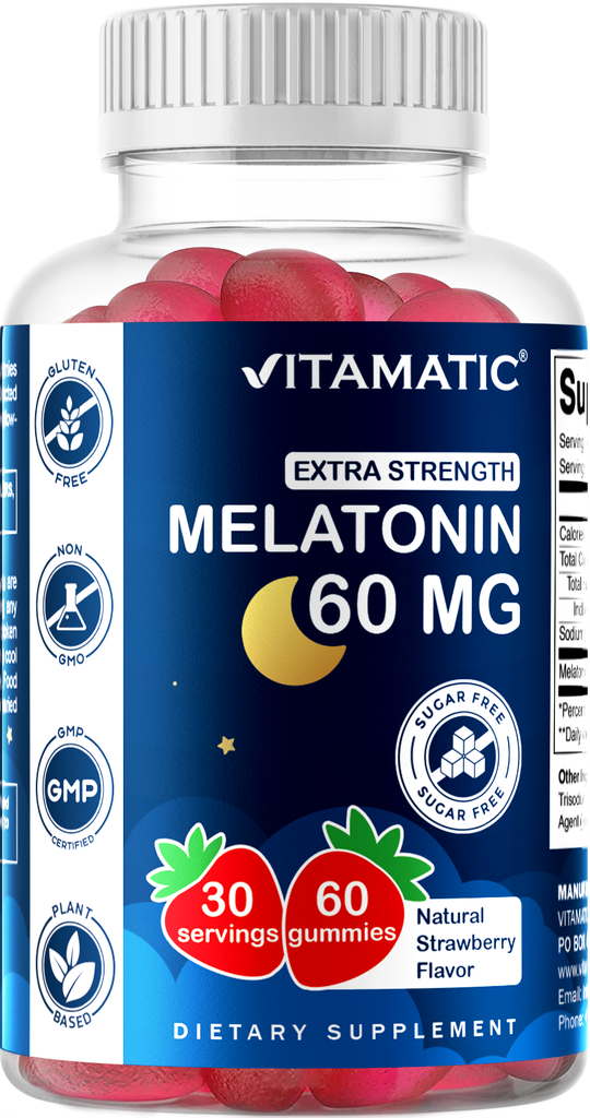 Vitamatic Sugar Free Melatonin 30mg per gummy-60 Servings - 60 Vegetarian Gummy