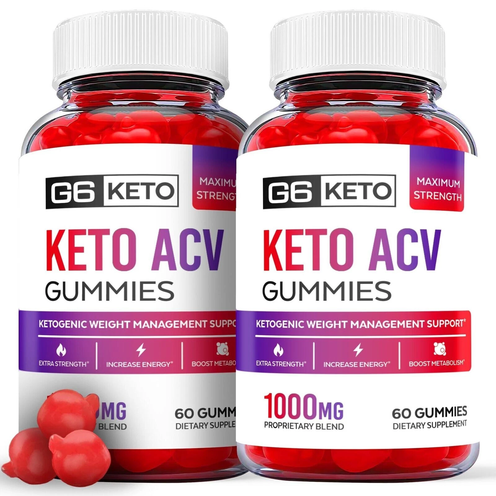 2-Pack G6 Keto Gummies - G6 Keto ACV Gummies - 120 Gummies