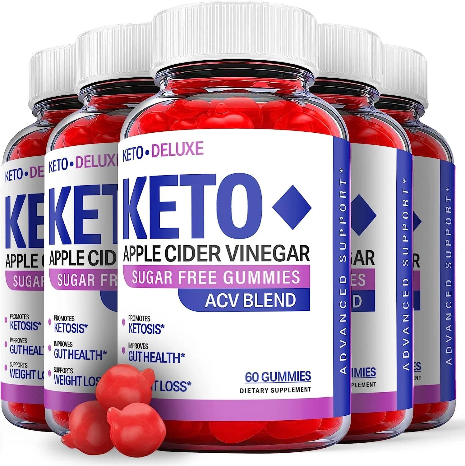 5 Pack - Deluxe Keto ACV Gummies - Vegan, Weight Loss Supplement - 300 Gummies