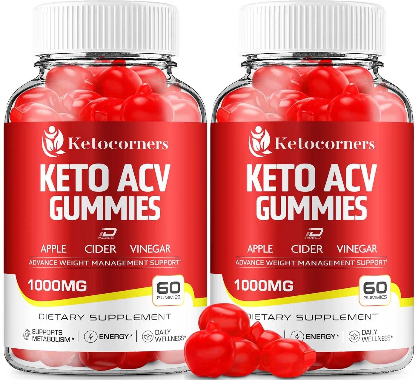 (2 pack) Keto Corners Keto ACV Gummies Supplement-KetoCorners 1000MG,Vitamin B12