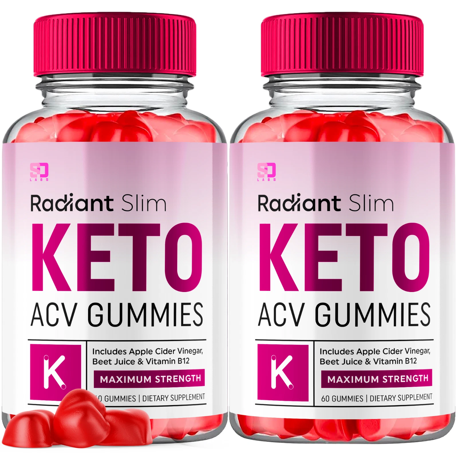 (2 Pack) Radiant Slim Keto, Radiant Slim ACV Gummies Weight Loss (120 Gummies)