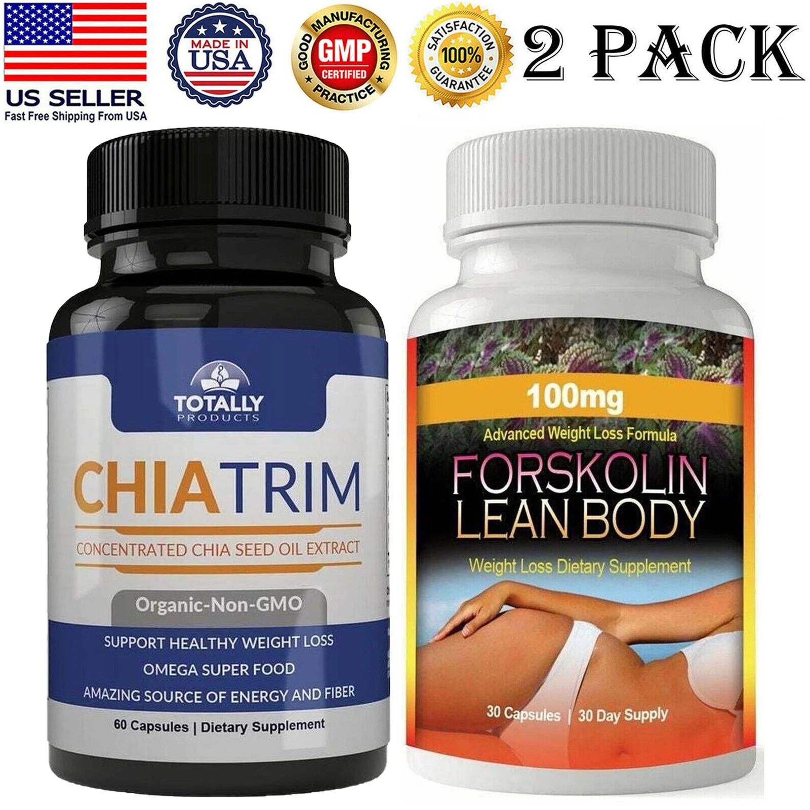 Chia Seed Oil Fat Burner Supplement Forskolin Extract Weight Loss Diet Capsules