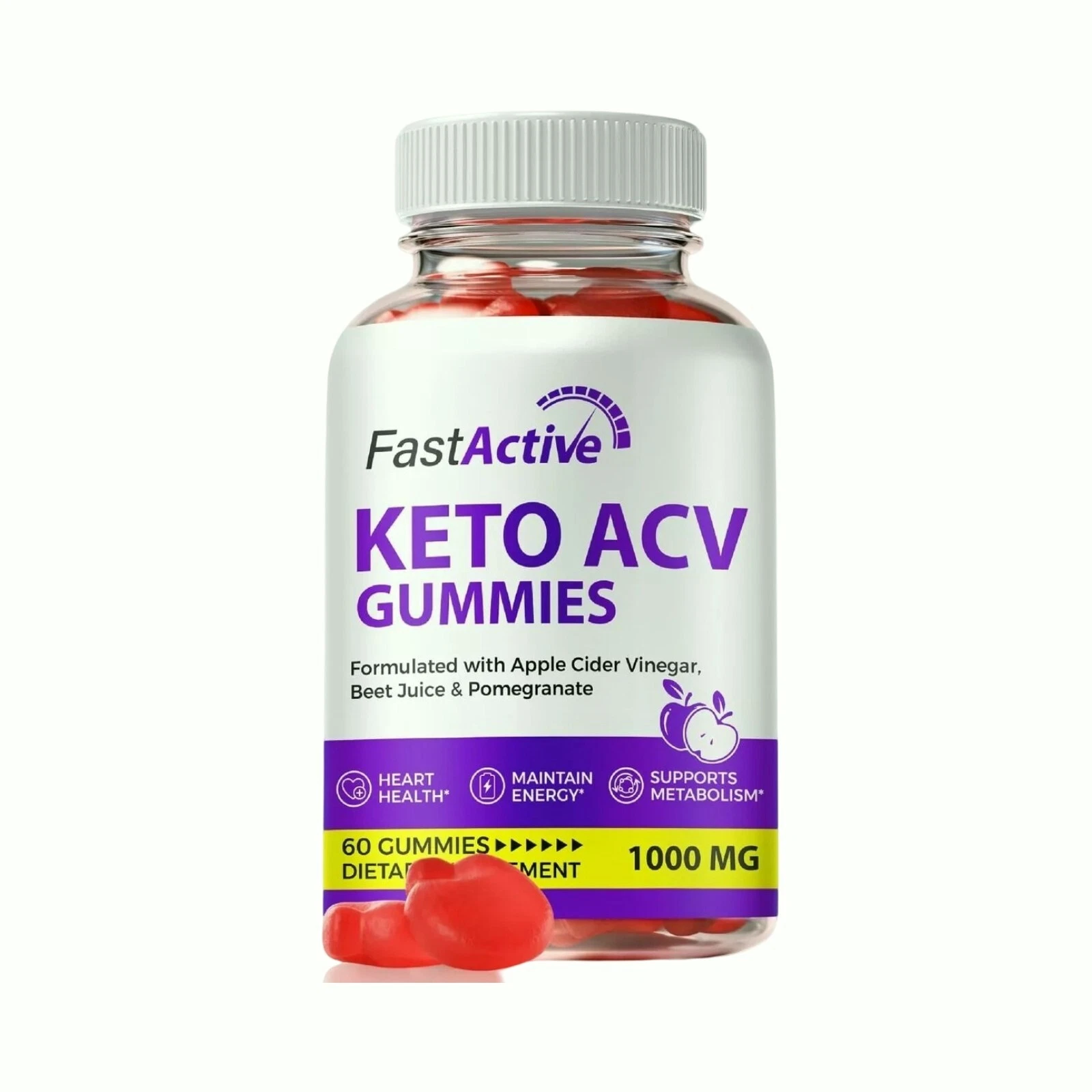 Fast Active Gummies, FastActive Keto ACV for Weight Loss - 60 Gummies