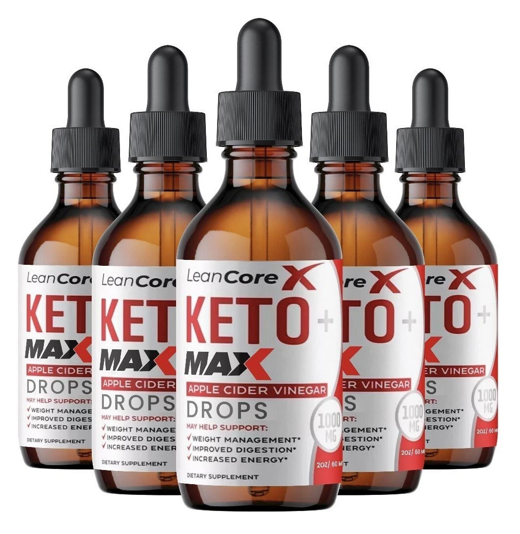 (5 Pack) Lean Core X Keto MAX ACV Drops, LeanCoreX Supplement , Vitamin B12