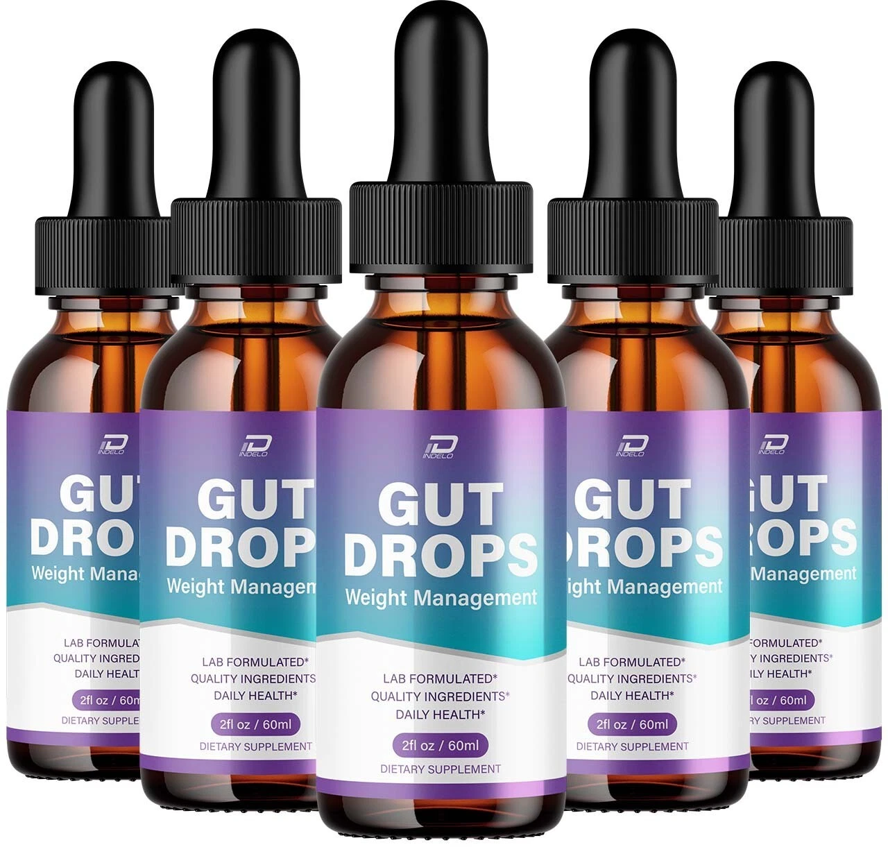 (5 Pack) Gut Drops – GutDrops Extra Strength All Natural Healthy Levels Support