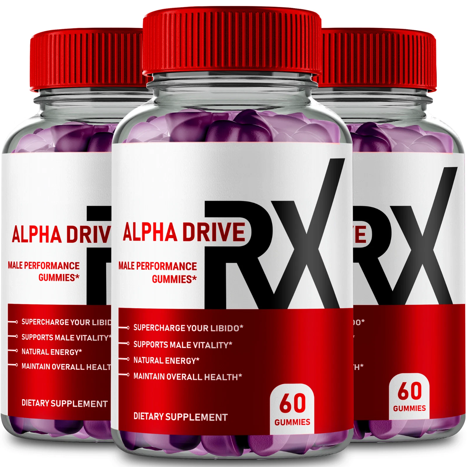 (3 Pack) Alpha Drive RX Men Gummies AlphaDriveRX Men Support Gummy (180 Gummies)