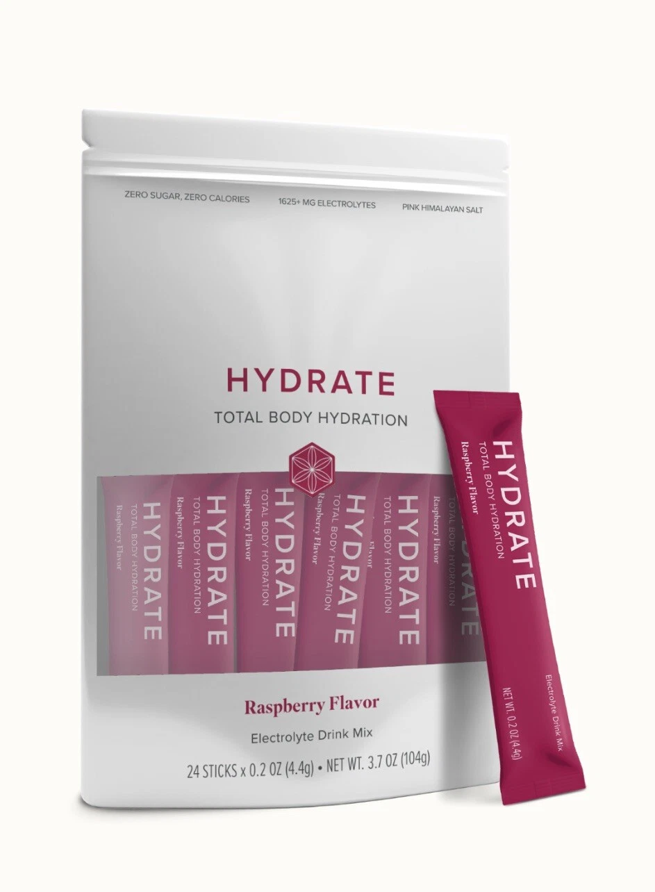 Isagenix New Hydrate Electrolytes Drink Mix 24 Sticks 0.1oz Raspberry Flavor