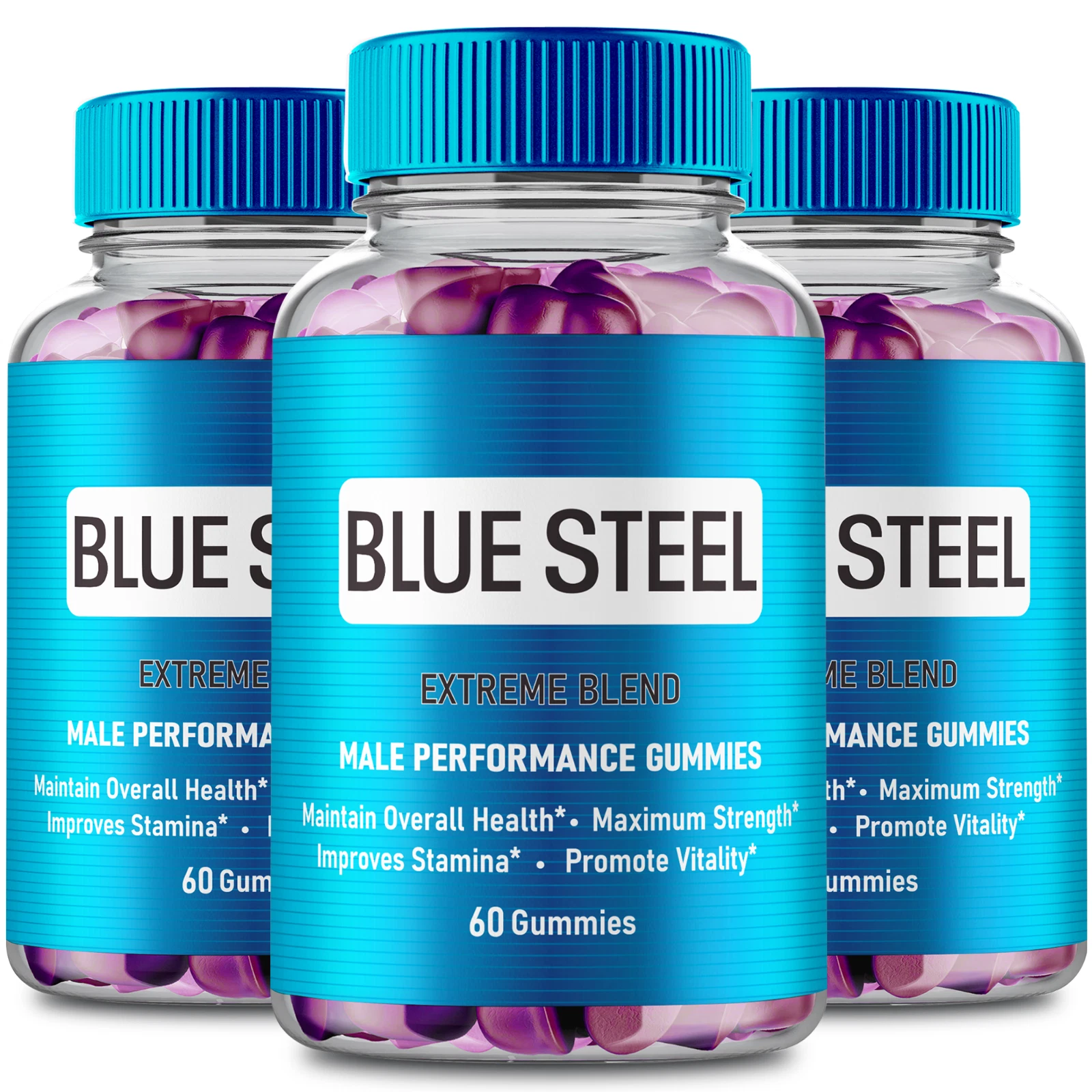 (3 Pack) Blue Steel Men Performance Gummies, BlueSteel Male Support Gummy