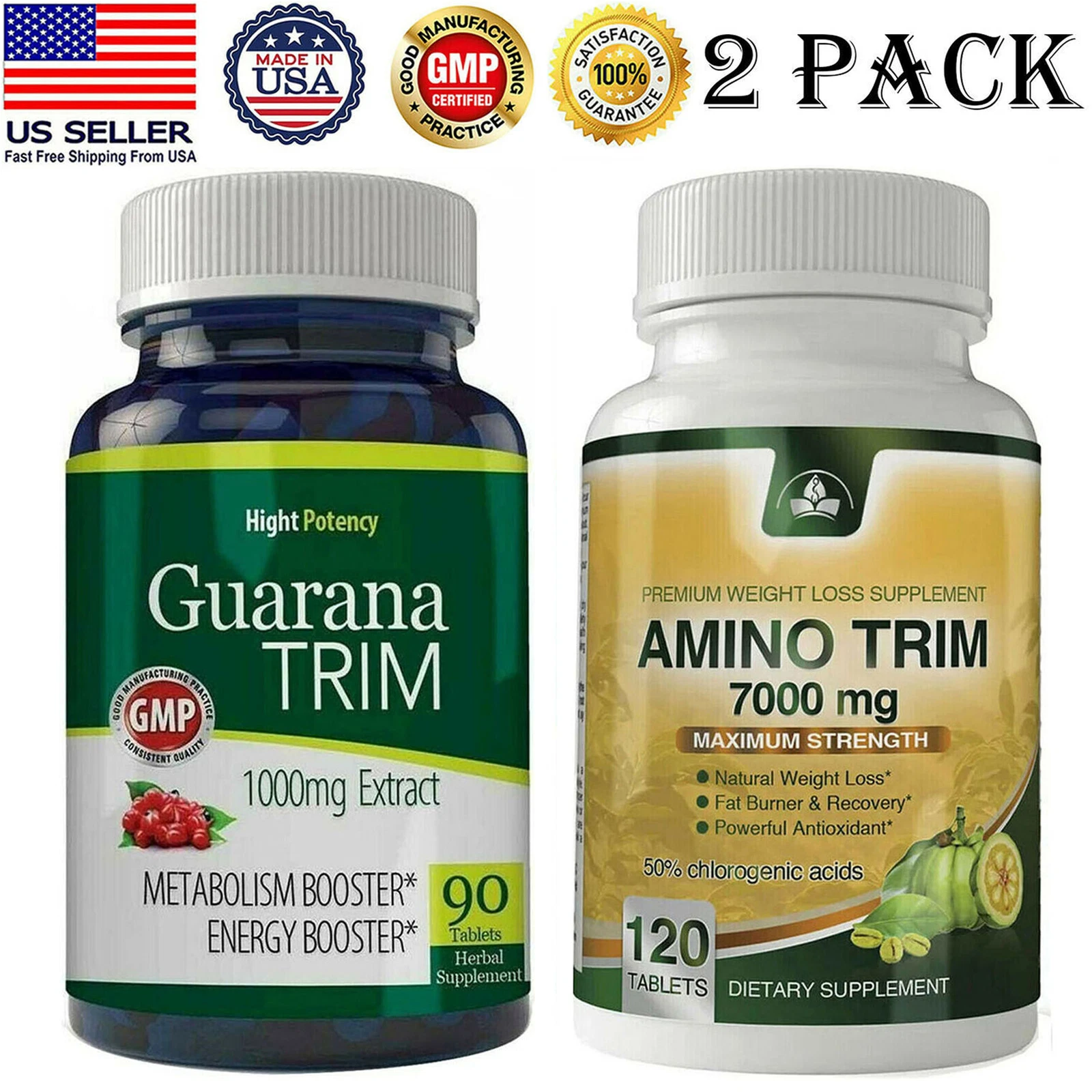 Guarana Seed Metabolism Boost Pills Amino Acid Fat Burn Weight Loss Supplement