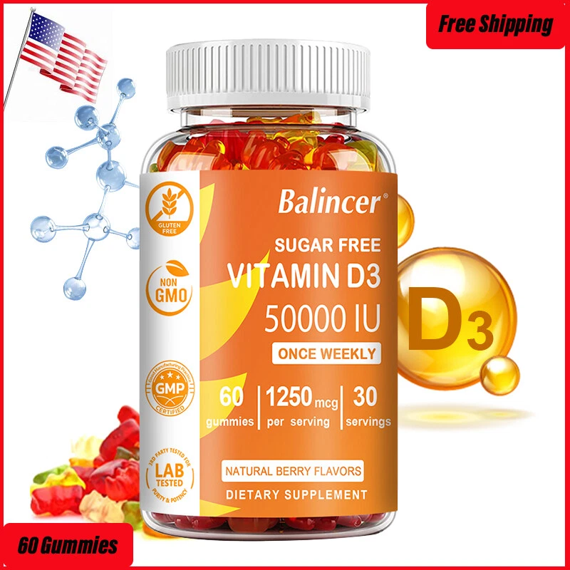 Vitamin D3 50000 IU Softgels With High Potency Strong Bones 60Gummies