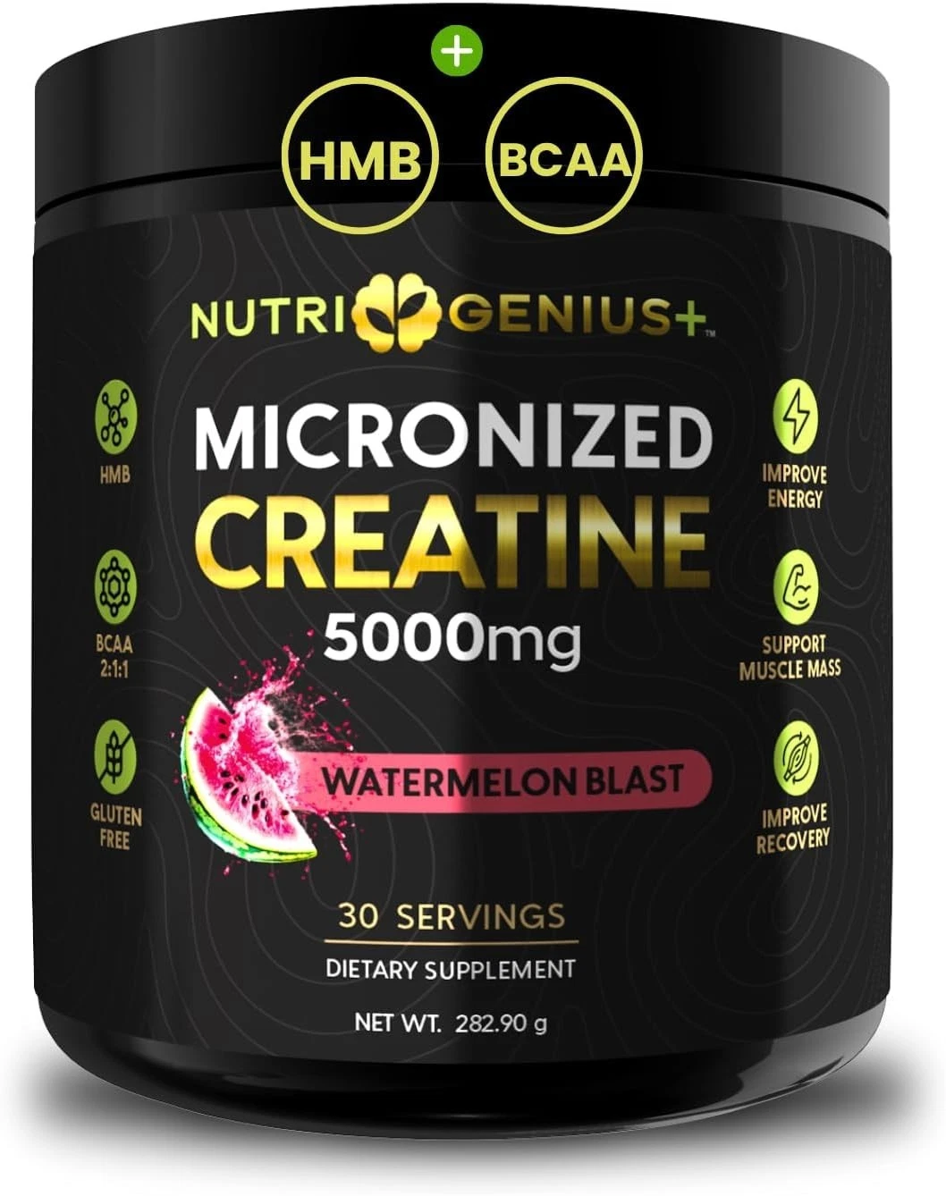 Creatine Monohydrate Micronized Powder 5g w/ BCAAs HMB Watermelon Flavor 30 SERV