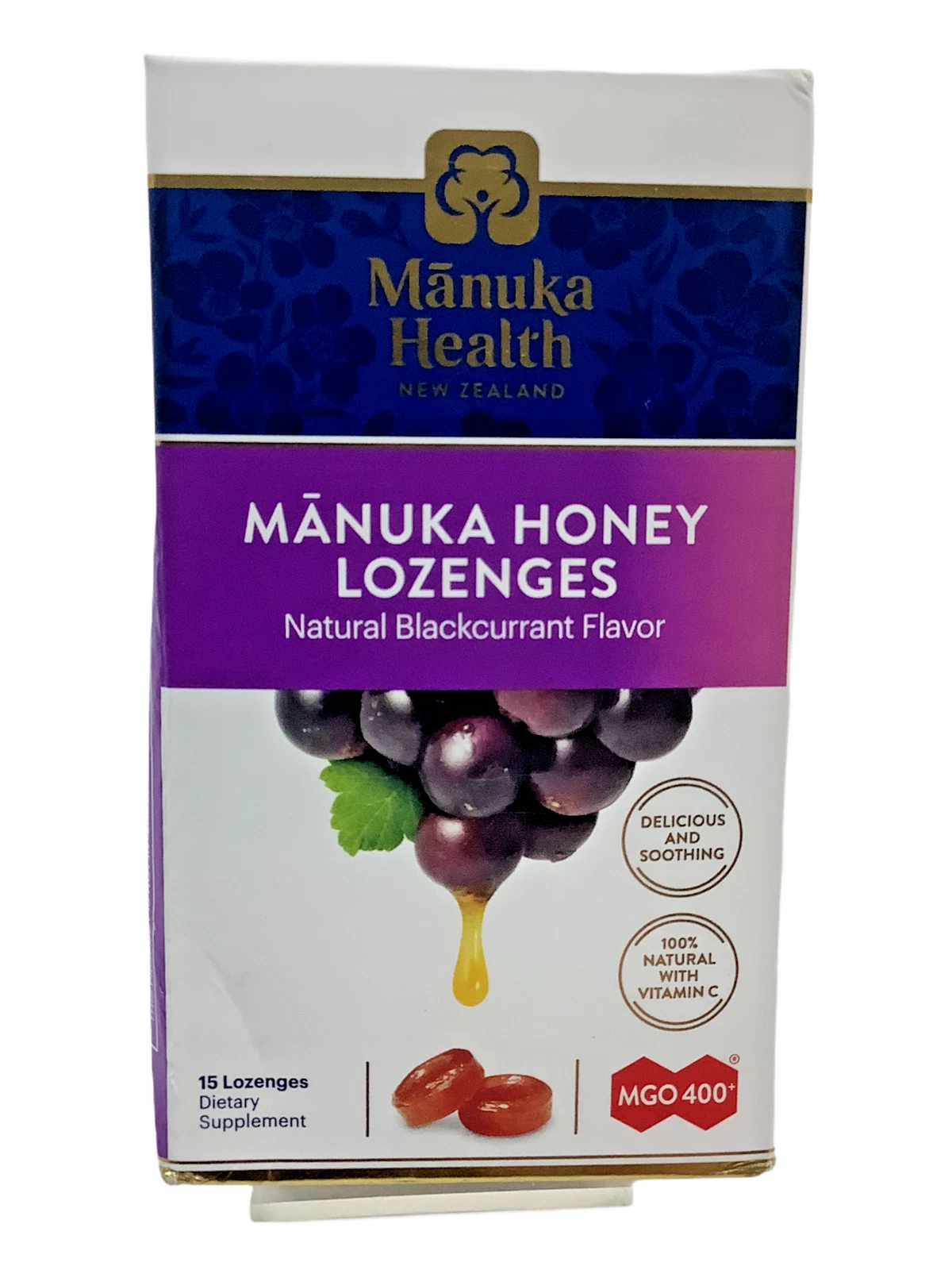 Manuka Health, MGO 400+ Manuka Honey Lozenges with Blackcurrant, 15 lozenges