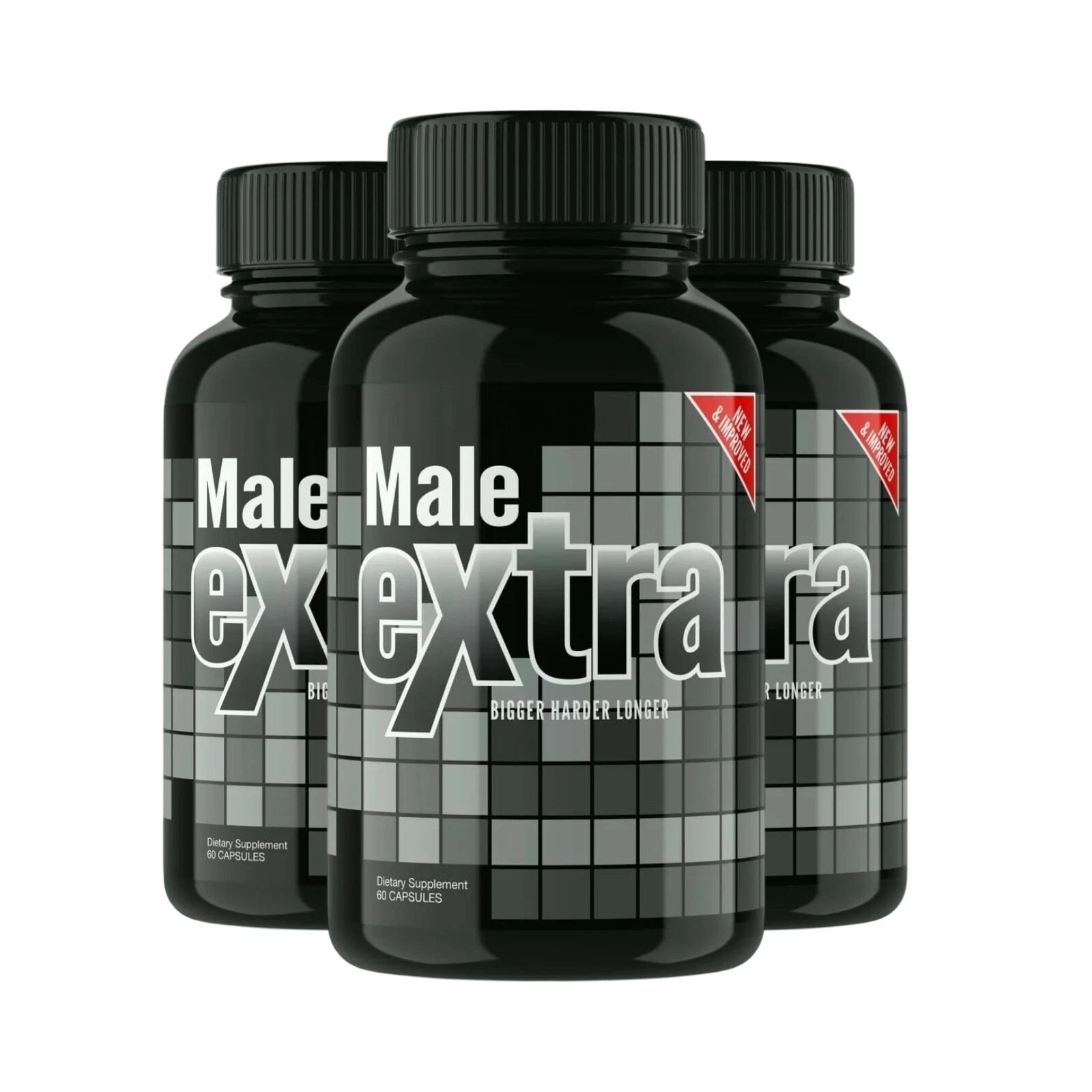 3-Pack Male Extra Pills Performance Supplement, MaleExtra for Men - 180 Capsules