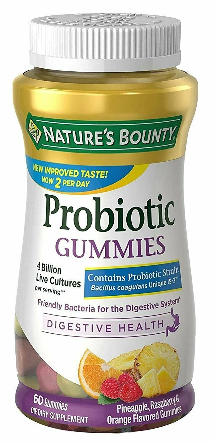 Nature's Bounty Probiotic Gummies Digestive Health Orange Flavored 60 Ct 2 Pack