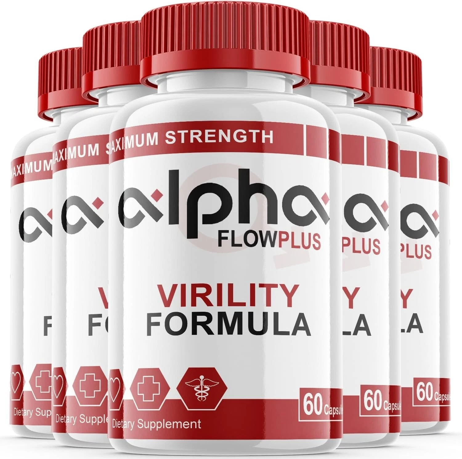(Paquete de 5) Alpha Flow Plus - Píldoras Suplemento Vitalidad Masculina, Vegano - 300 Cápsulas