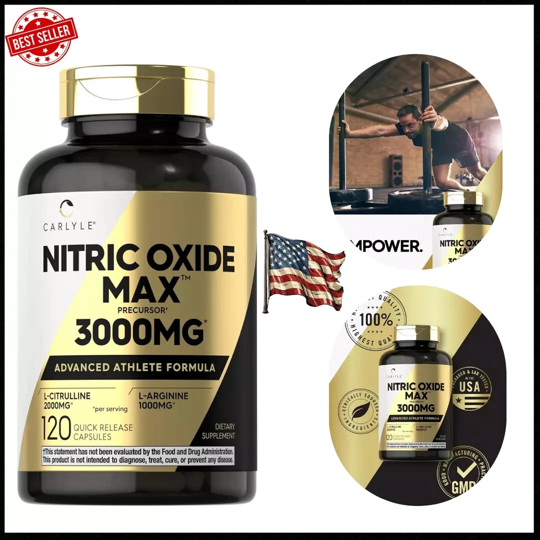 Nitric Oxide Supplement 3000mg 120 Caps Pre-Workout with L-Arginine L-Citrulline
