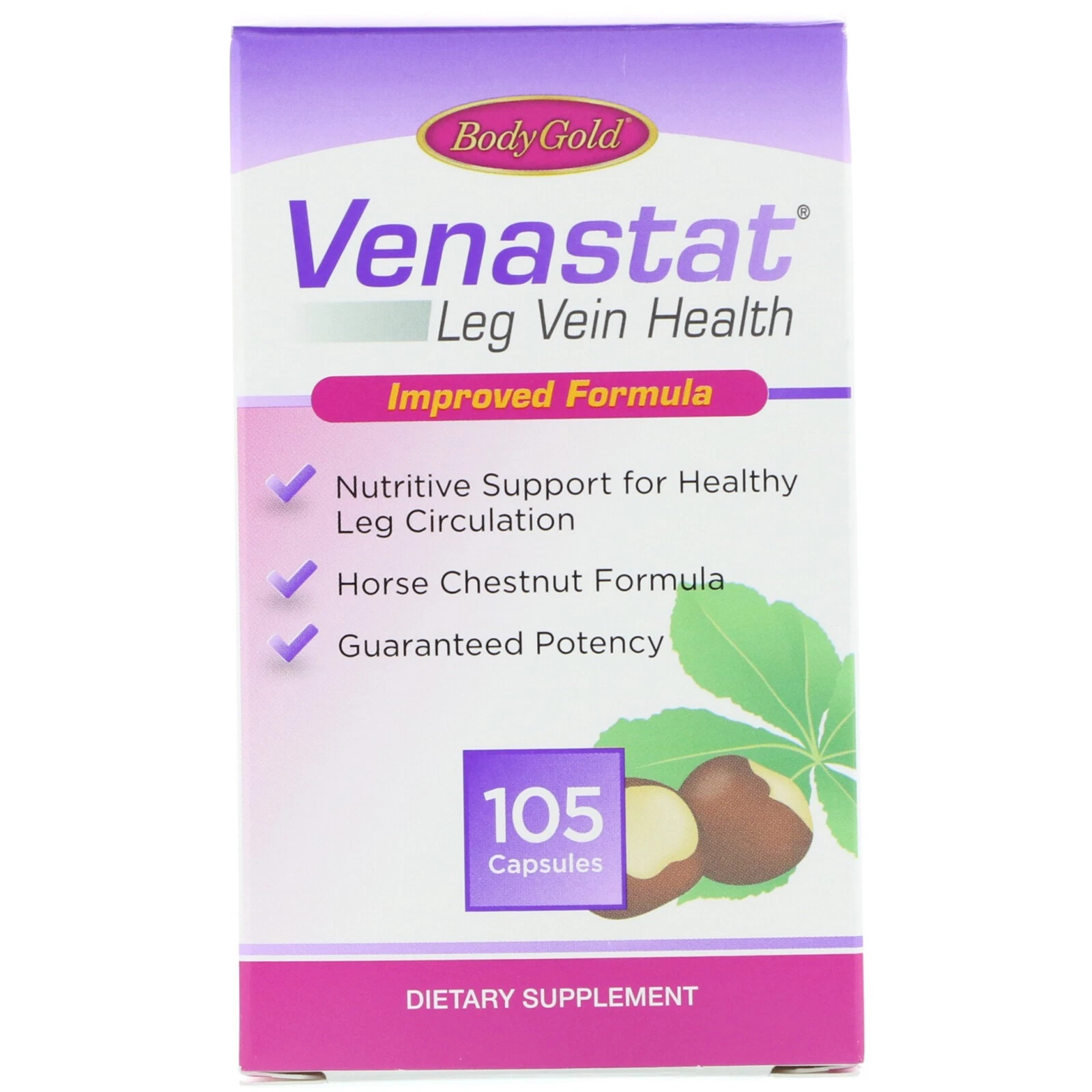 Venastat Leg Vein Health Supplement Capsules Horse Chestnut 105 Count Pack of 2
