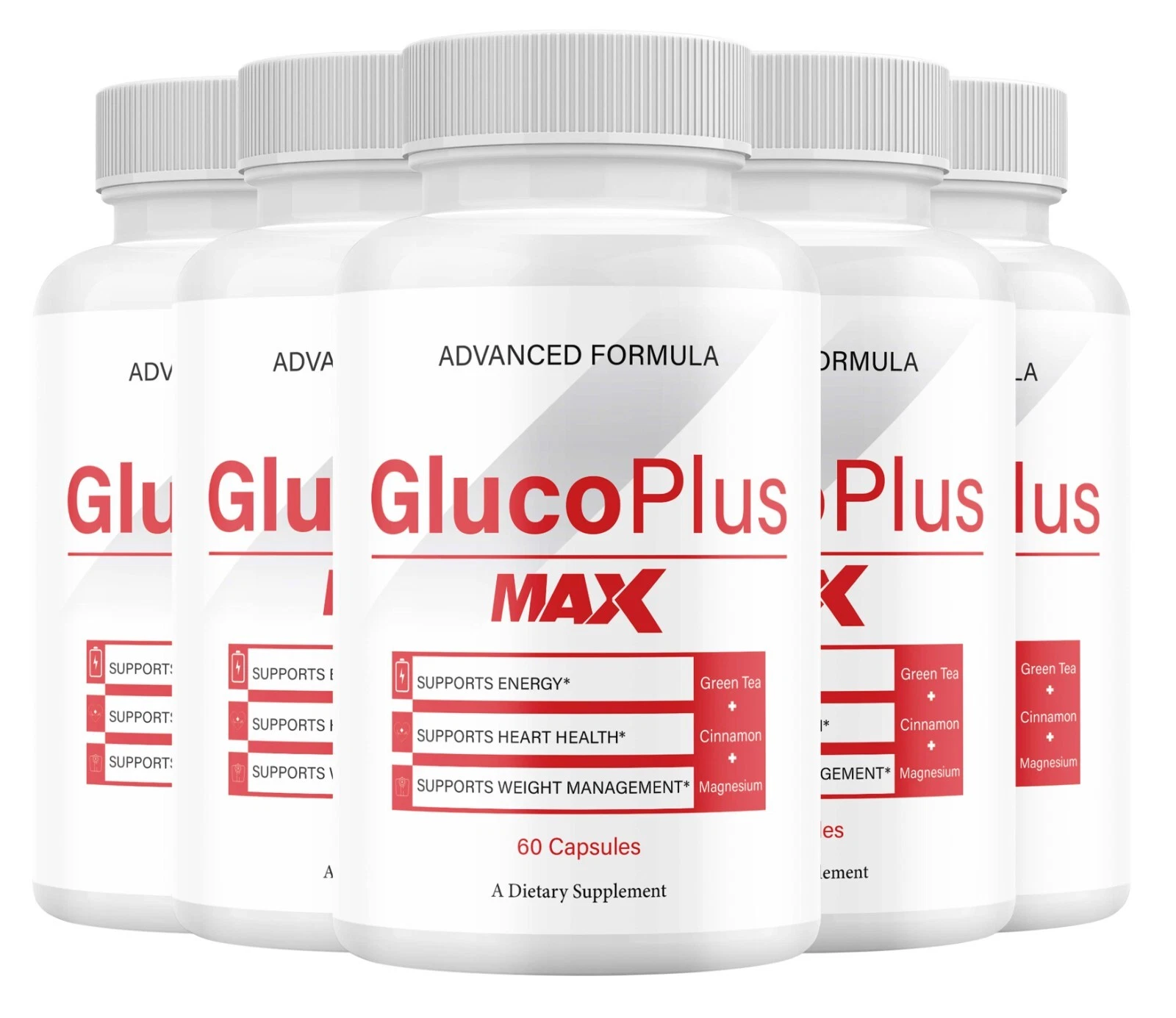 GlucoPlus Blood Optimizer Capsules, Max Strengtht, Gluco Plus Pills (5 Pack)