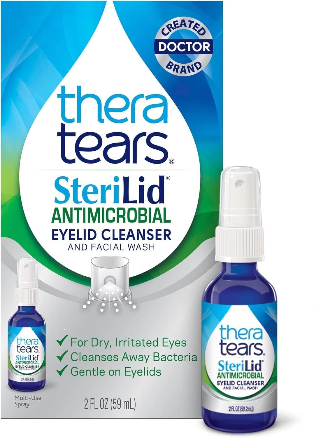 TheraTears SteriLid Antimicrobial Eyelid Cleanser and FaceWash for Eye Care 2 Oz