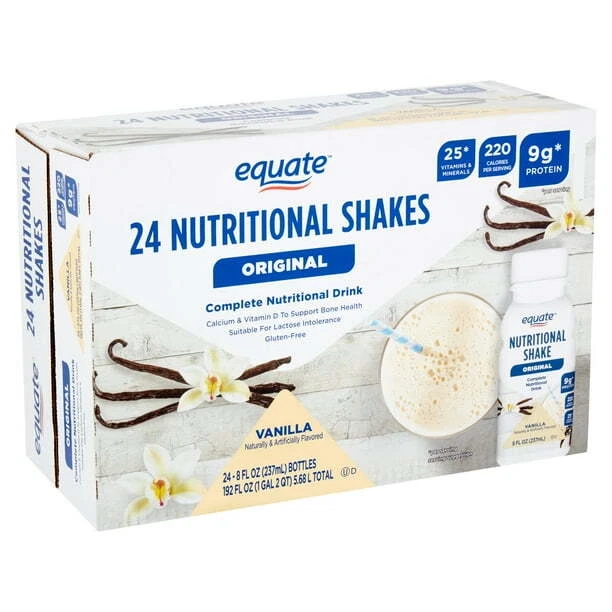 Equate Meal Replacement Shakes Vanilla 8 fl oz, 24 Ct – Balanced Nutritional