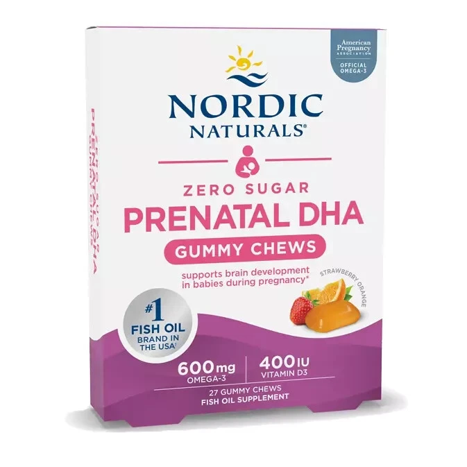 Nordic Naturals ~ Zero Sugar Prenatal DHA Strawberry Orange 27 Gummy Chews