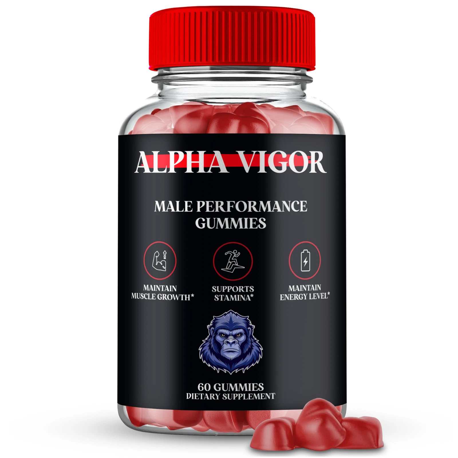 Alpha Vigor for Men Gummies, Maximum Strength Male Performance Gummy 60ct