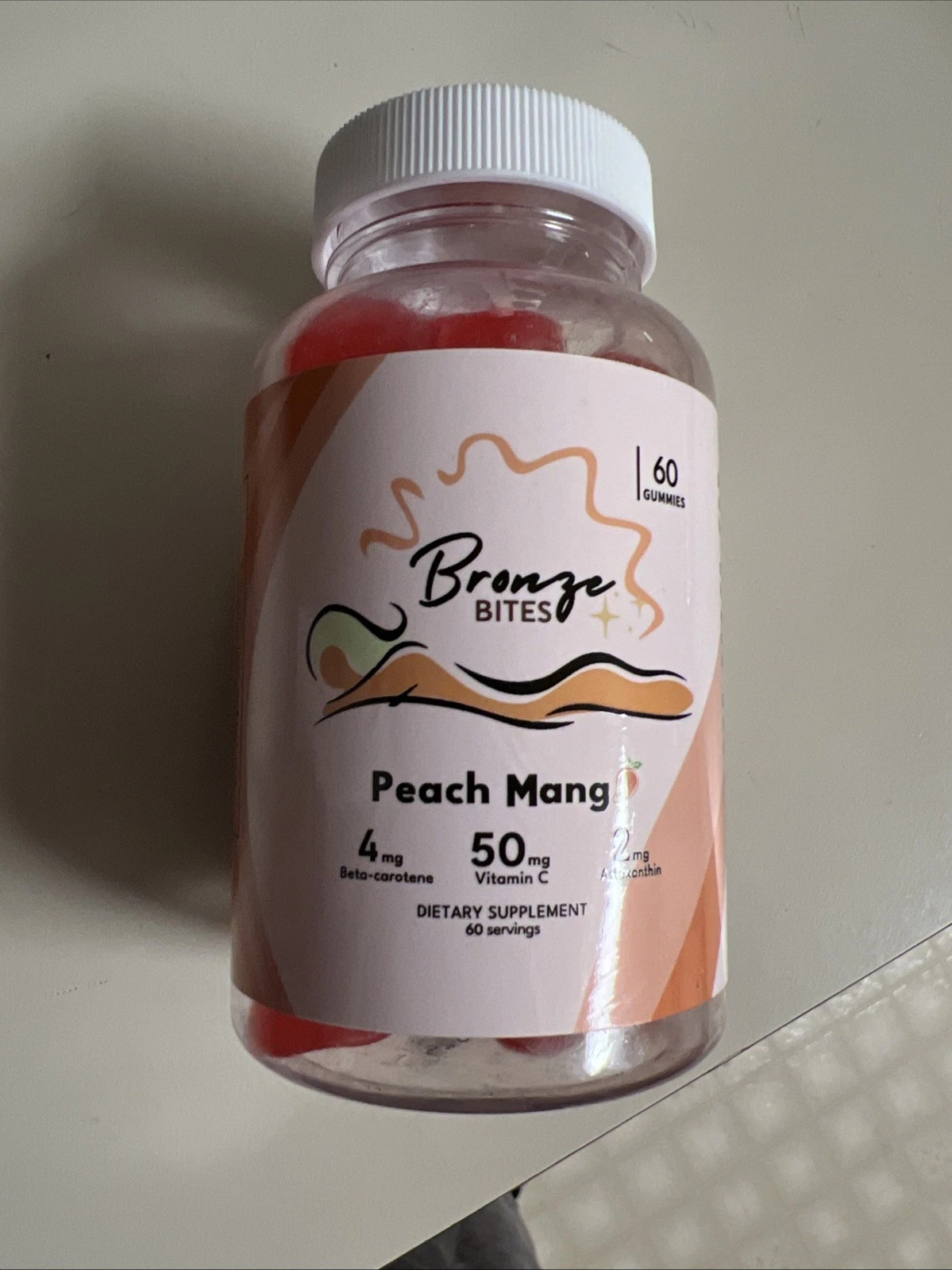 Bronze Bites Tanning Gummies, Daily Tanning Gummies Natural Tanning 60 Gummies