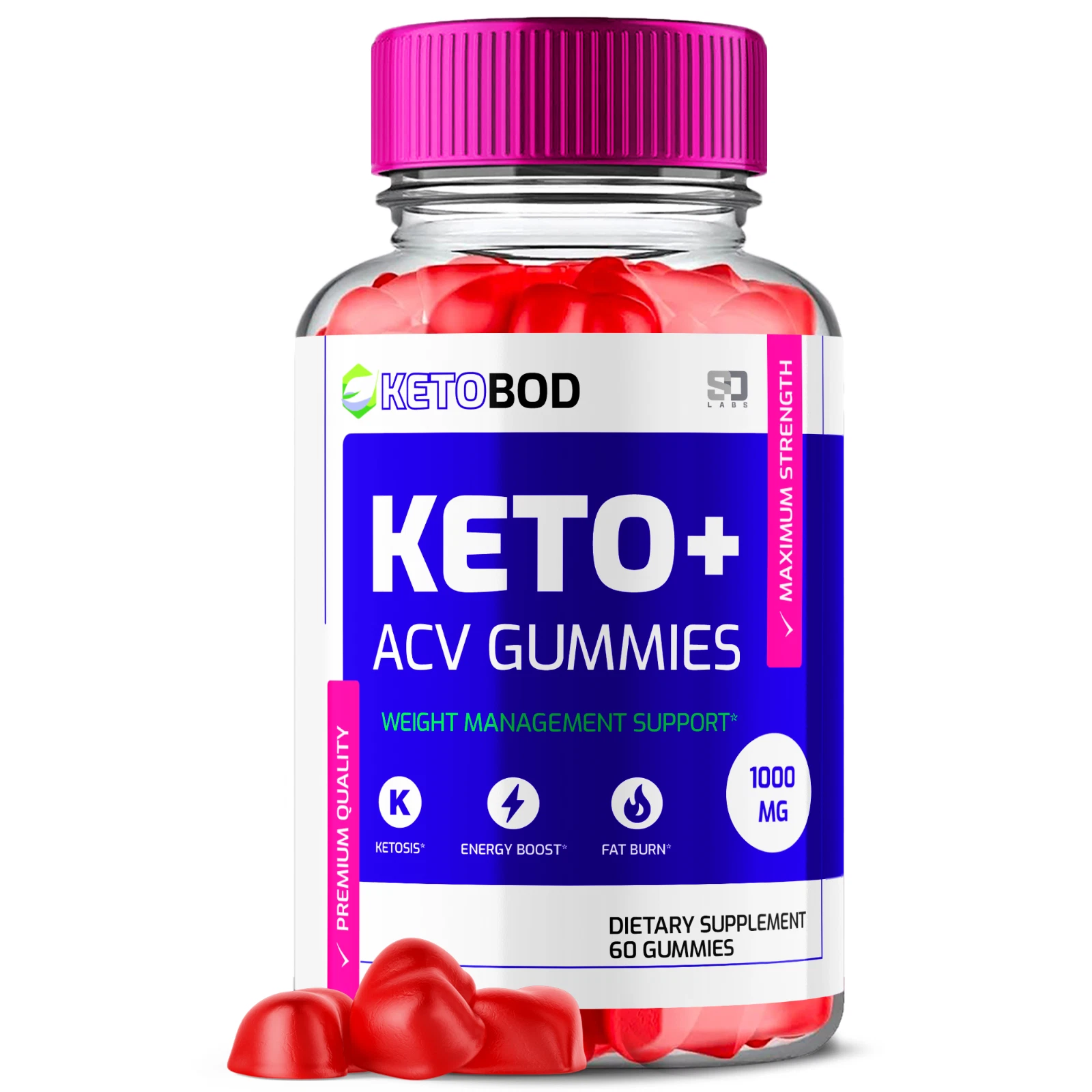Keto Bod Gummies, KetoBod ACV Gummies Weight Loss, Fat Burn (60 Gummies)