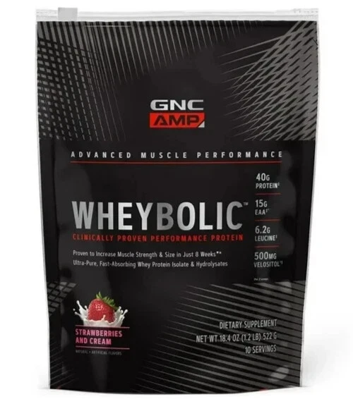GNC AMP Wheybolic Protein Powder Strawberries & Cream 19.05oz Exp 12/25+