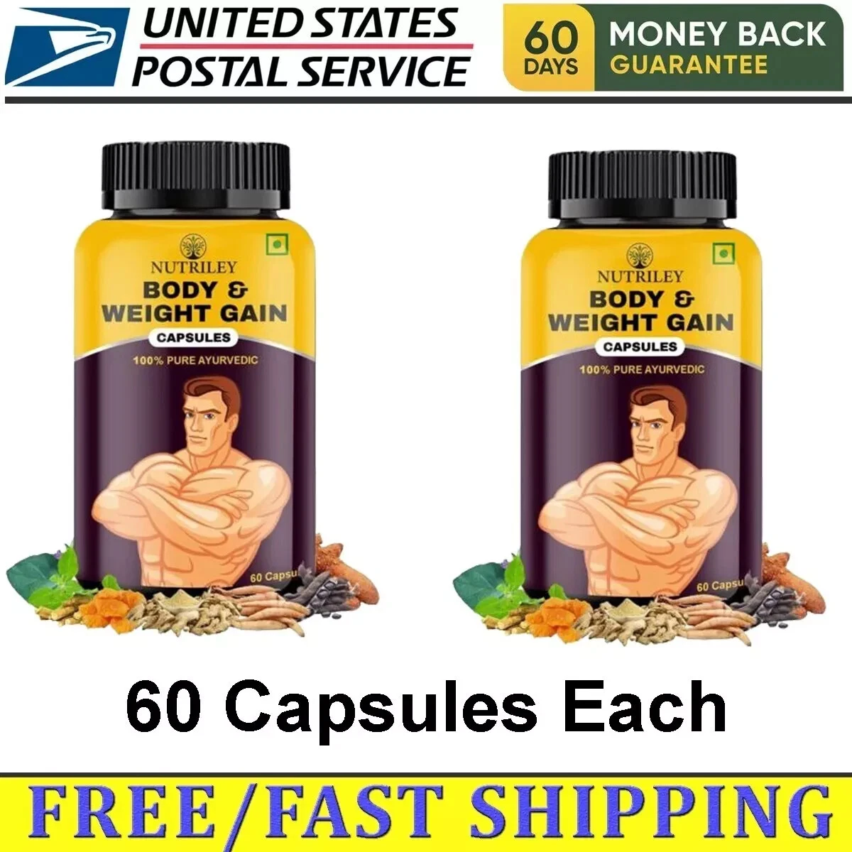 BODY GROW Fast Weight Gain Pills Muscle Gainer WEGHT GAIN 120 CAPSULES MEN WOMEN