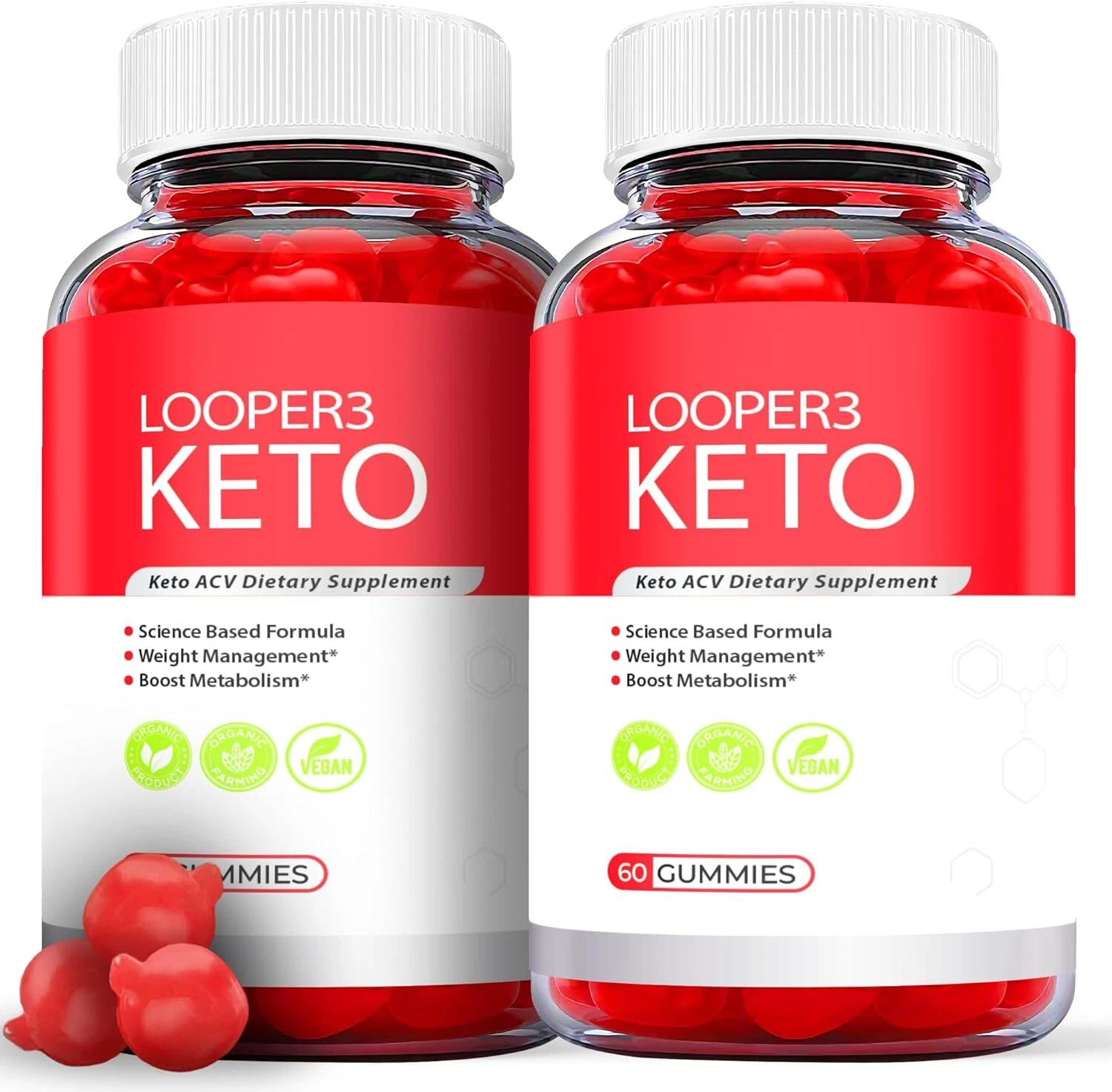 (2 Pack) Looper3 Keto Gummies, ACV Keto Gummies for Weight Loss (120 Gummies)