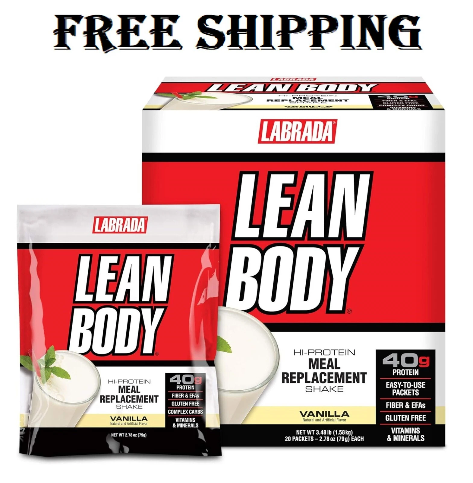 Lean Body MRP All-In-One Vanilla Meal Replacement Shake, 40g Protein, ⭐️⭐️⭐️⭐️⭐