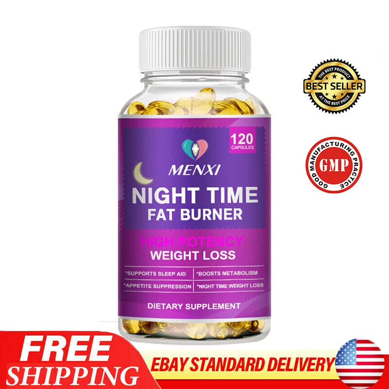 120Pcs Night Time Slimming Capsules Burn Fat Weight Loss Suppress Appetite Caps