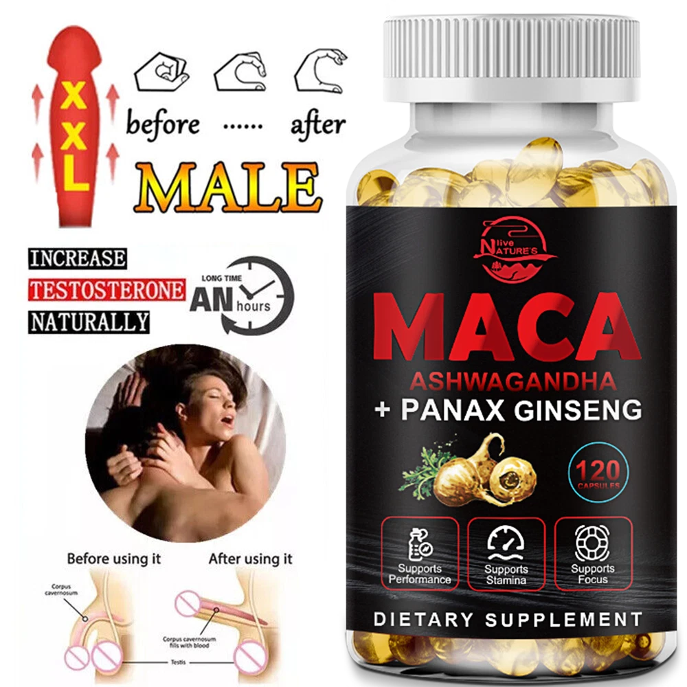Maca Root With KSM Ashwagandha, Panax Ginseng & Black Pepper - 12000mg Capsules